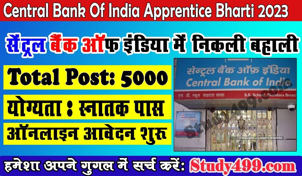 Central Bank Of India Apprentice 2023