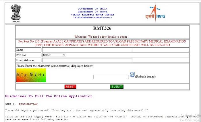 ISRO Fireman And Cook Vacancy 2023 Online Form