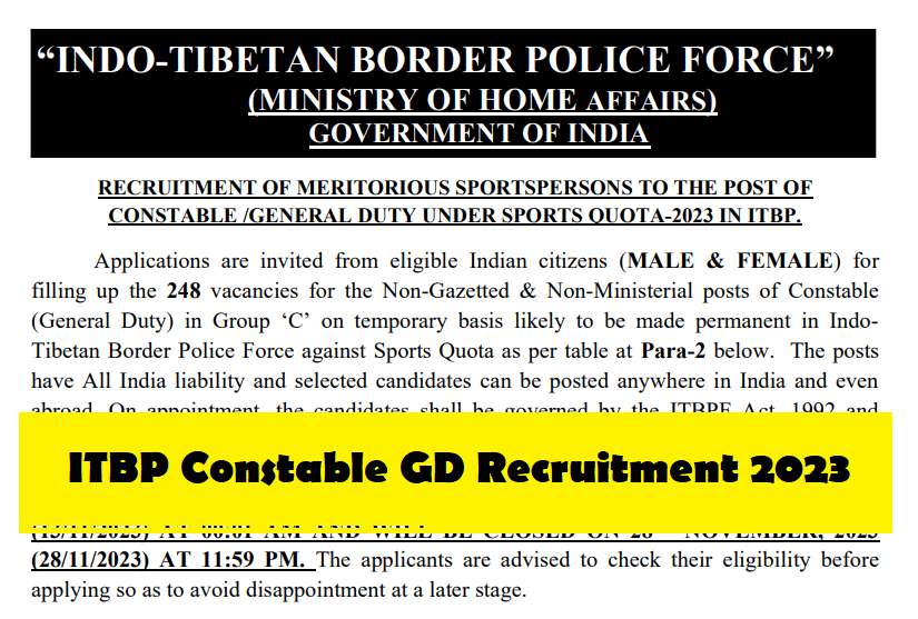 ITBP Constable GD Recruitment 2023