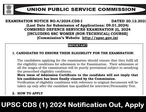 UPSC CDS (1) 2024 Notification