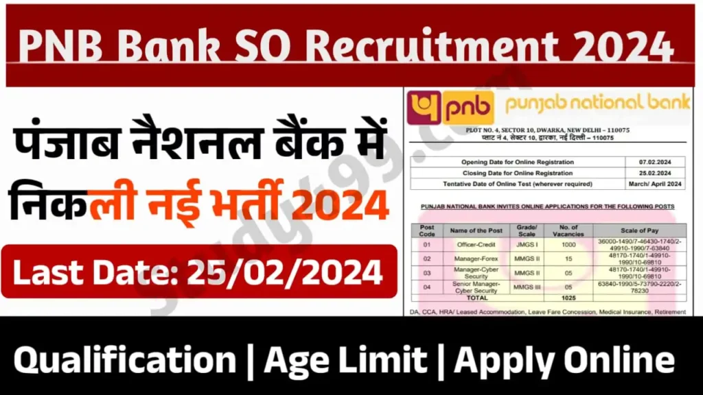 PNB Credit Officer Recruitment 2024 Notification Out, Online Apply Form 