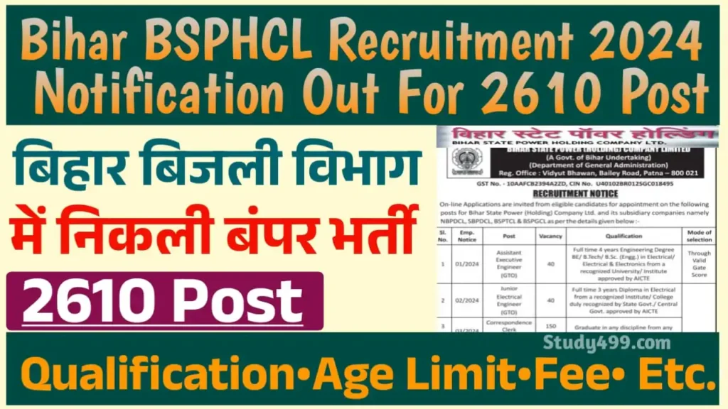 BSPHCL Recruitment 2024 [2610 Post] Notification Out Online Apply